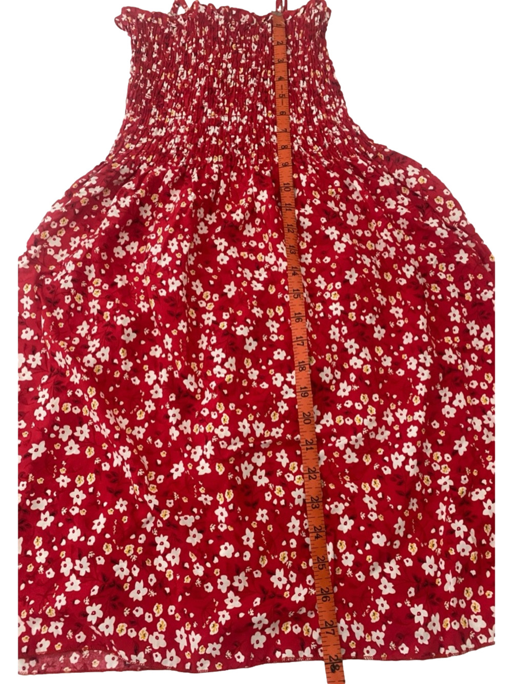 Muse Red Floral Smocked Mini Dress - Picture 5 of 8